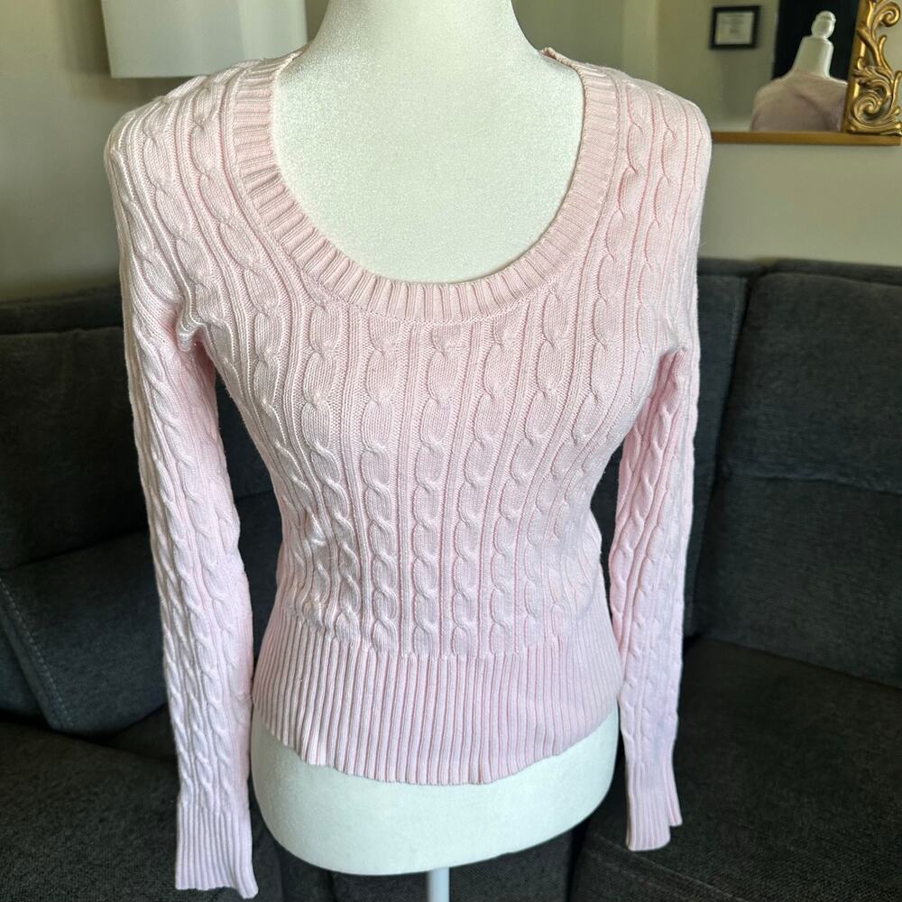 Vintage y2k pink cable knit pullover size s - Picture 2 of 4